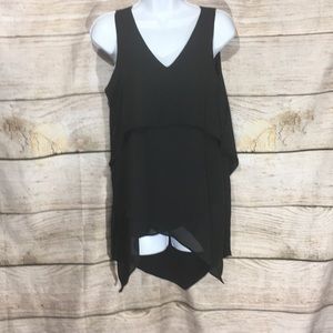 Neesha small black drapes tank top v shaped 561